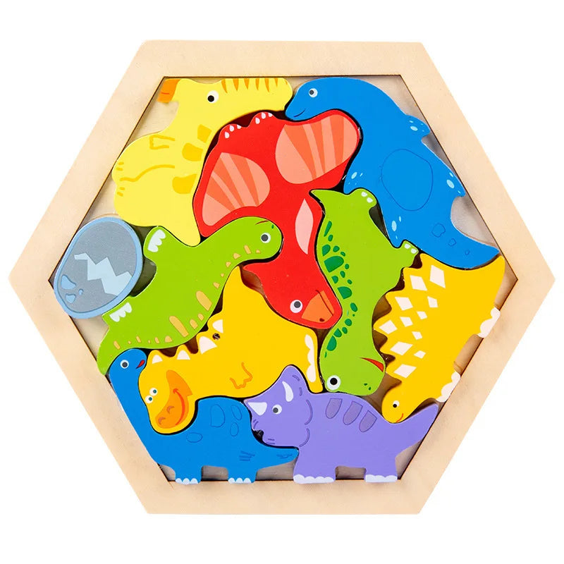 Quebra-Cabeça de Madeira 3D para Bebês – Brinquedo Educativo Infantil para Desenvolvimento da Inteligência e Coordenação Motora