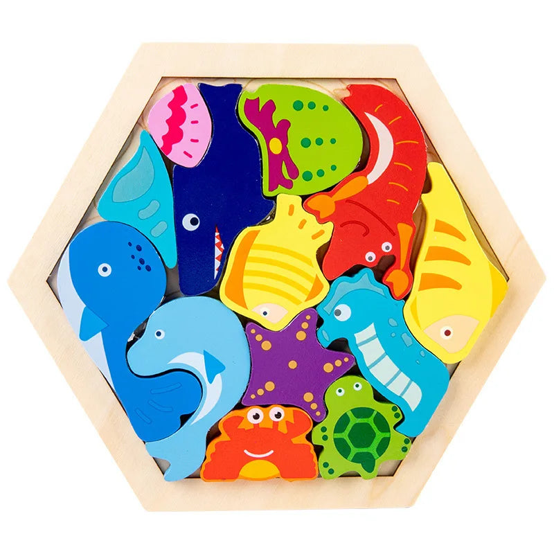 Quebra-Cabeça de Madeira 3D para Bebês – Brinquedo Educativo Infantil para Desenvolvimento da Inteligência e Coordenação Motora