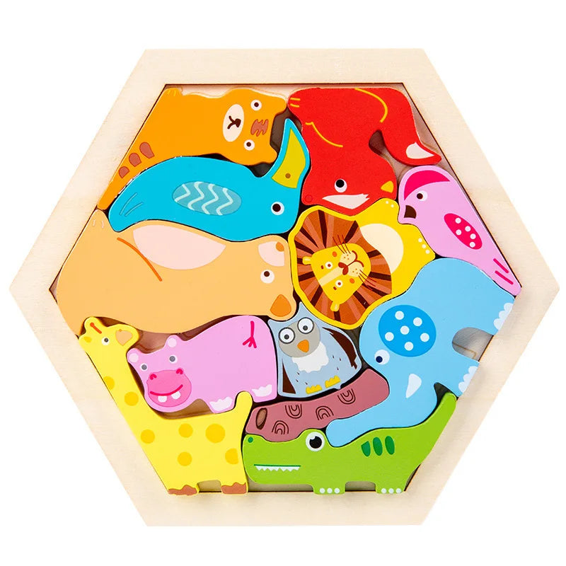 Quebra-Cabeça de Madeira 3D para Bebês – Brinquedo Educativo Infantil para Desenvolvimento da Inteligência e Coordenação Motora
