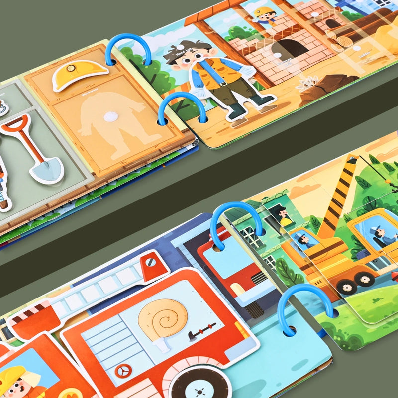 Livro Interativo Educacional Infantil – Quiet Book Reutilizável de Trânsito com Cores, Formas e Quebra-Cabeça Montessori