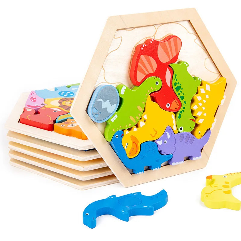 Quebra-Cabeça de Madeira 3D para Bebês – Brinquedo Educativo Infantil para Desenvolvimento da Inteligência e Coordenação Motora