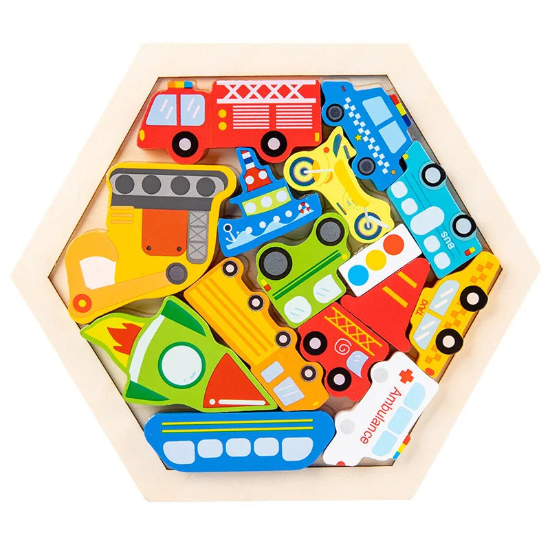 Quebra-Cabeça de Madeira 3D para Bebês – Brinquedo Educativo Infantil para Desenvolvimento da Inteligência e Coordenação Motora