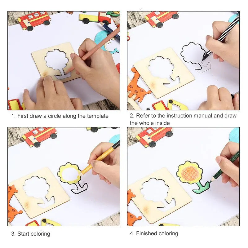 Estêncil Montessori para desenho e pintura